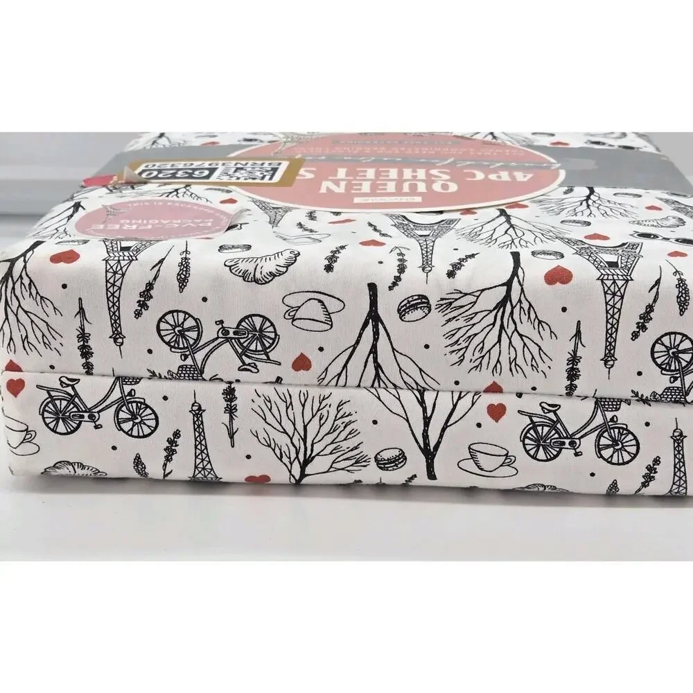 Envogue 4Pc Queen Sheet Set A Day In Paris Eiffel Tower Parisian Love NEW Travel